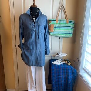 Tommy Bahama Chambray Lace-Up Tunic
